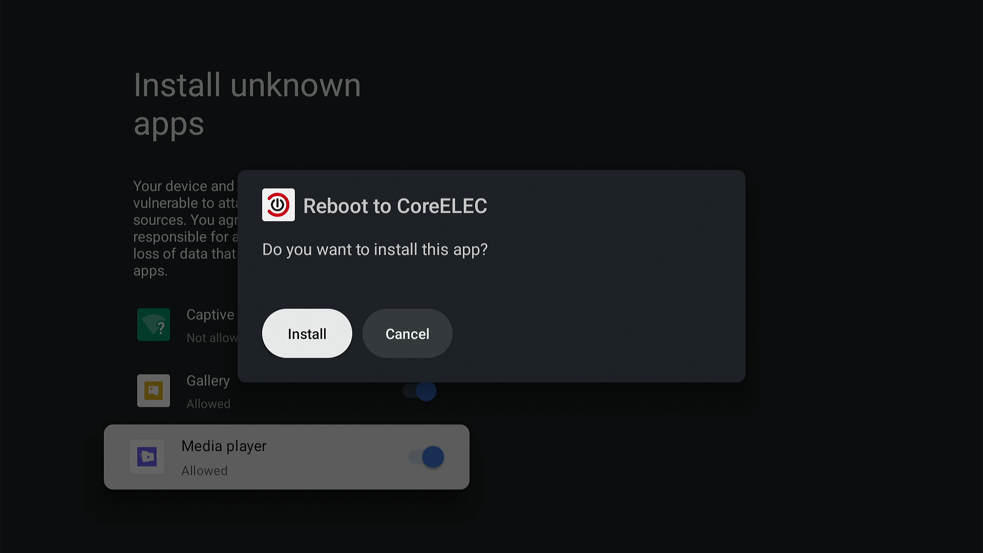 Install Reboot to CoreELEC
