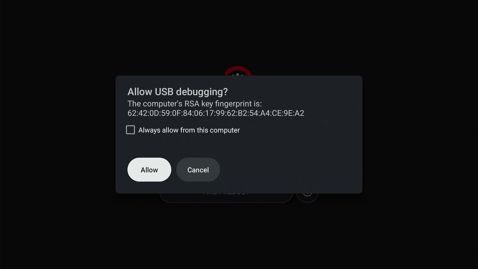 Allow USB debugging - always allow
