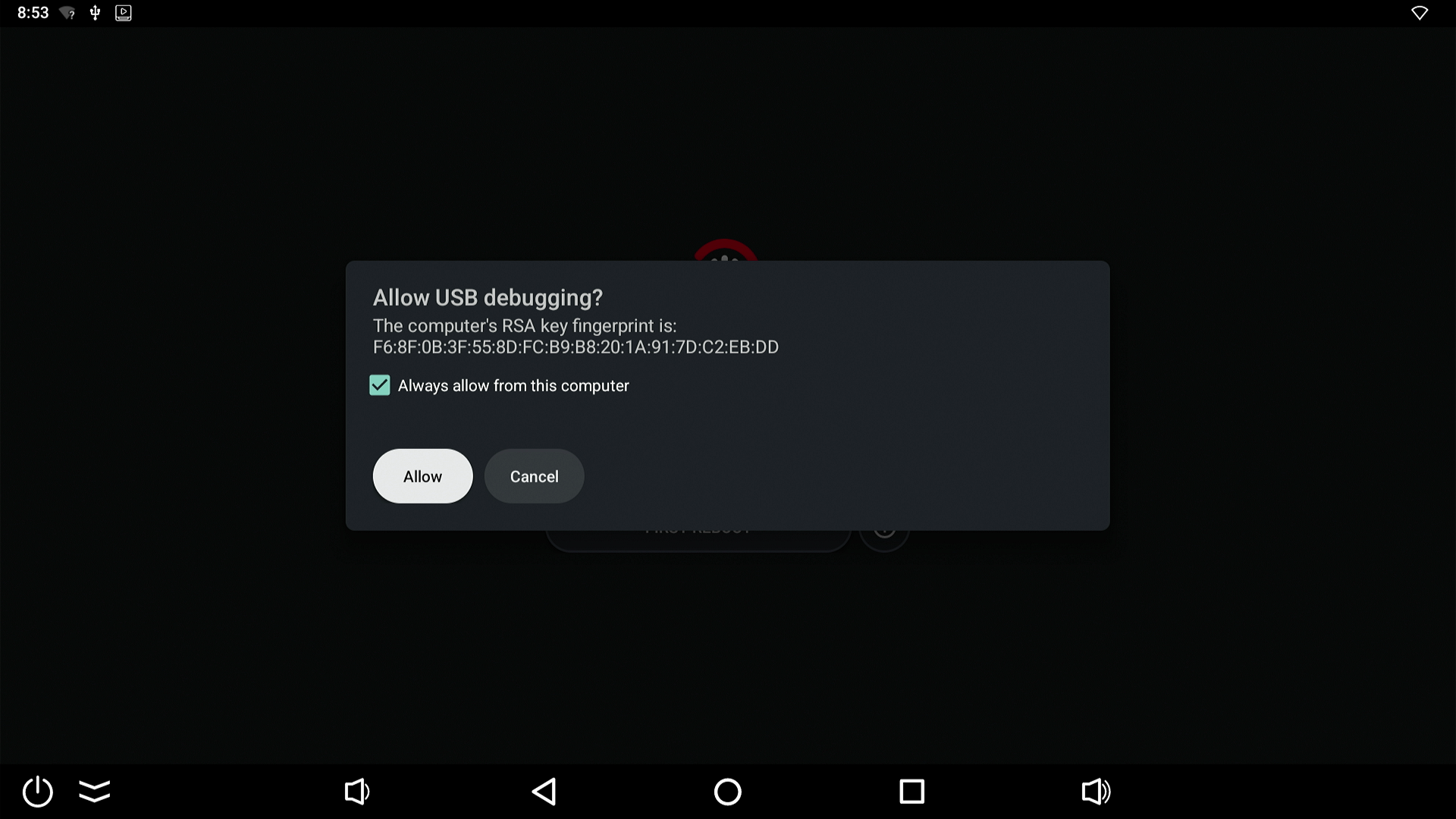 Allow USB debugging